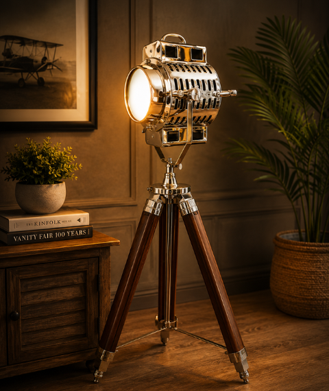 Luxury Chrome Tripod Lamp